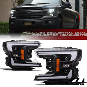 2018-2020 F150 Black/Blk Full LED Switchback Sequential Projector Headlights