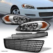06-16 Impala/Limited Chrome LED Bar Headlights Amber+Blk Up & Lo Mesh Grille
