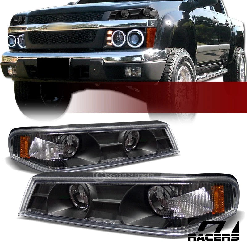 2004-2012 Chevy Colorado/GMC Canyon Black Amber Signal Bumper Corner Lights