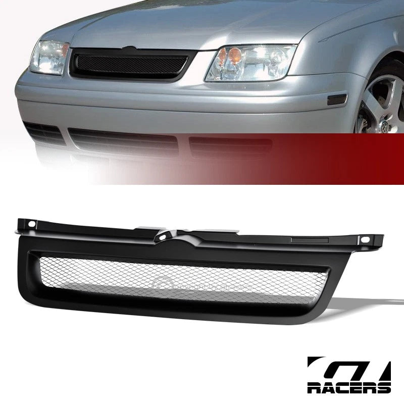 Matte Blk 1999-2005 Jetta 4 Mk4 Aluminum Mesh Front Bumper Grill Grille ABS