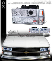 Chrome Led Projector Headlights+Bumper Yd+Corner Amber 94-00 Chevy C10 Truck