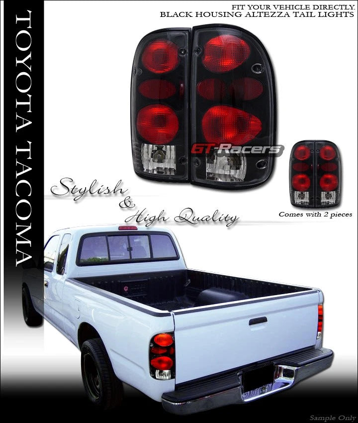 1995-2000 Toyota Tacoma Pickup JDM Black Housing Altezza Tail Lights Lamps