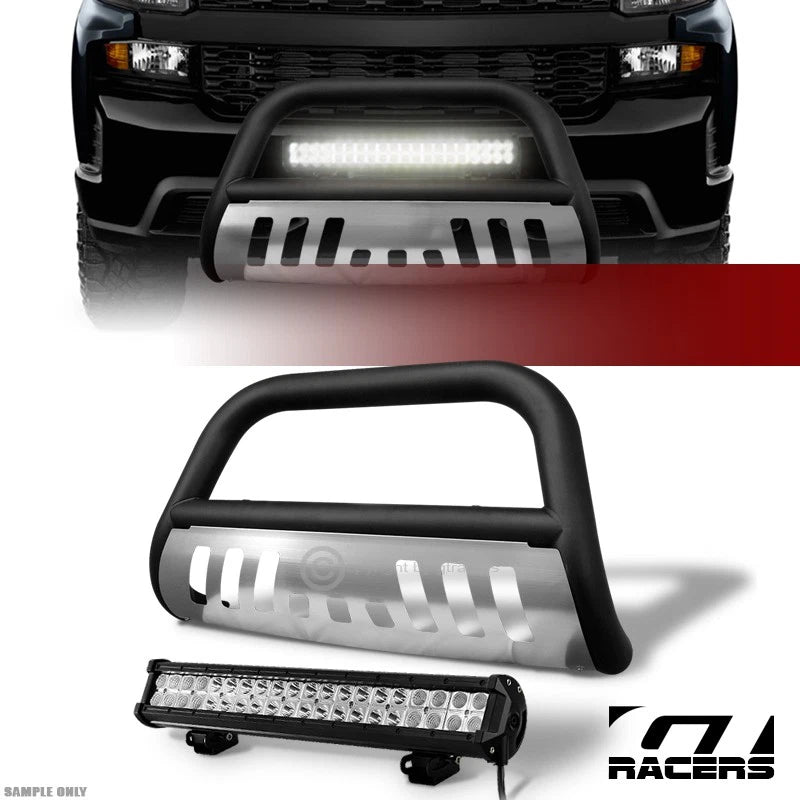 2019-2021 Silverado/Sierra 1500 Matte Blk/Skid Bull Bar Guard+120W LED Light