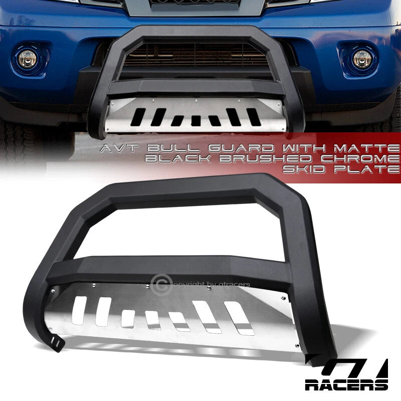 2005-2021 Frontier/Xterra Matte Blk AVT Edge Bull Bar Push Bumper Guard+Skid