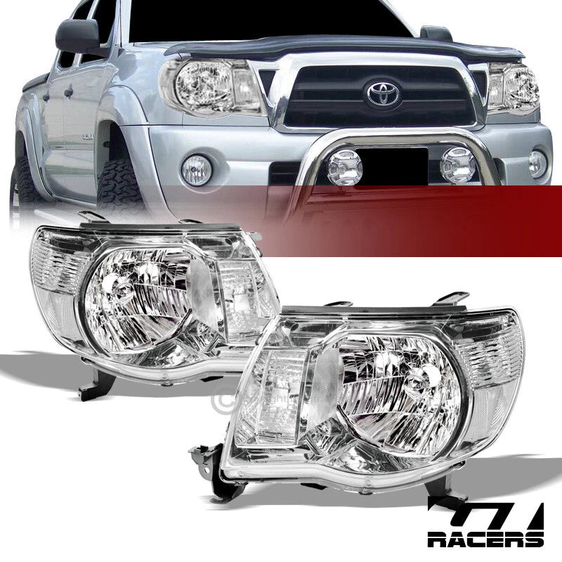 2005-2011 Toyota Tacoma Chrome Clear Housing Headlights Signal Lamps Pair Nb