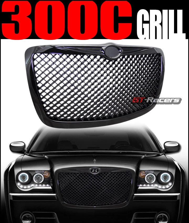 2004/2005-2010 Chrysler 300 300C Black Mesh Front Hood Bumper Grill Grille