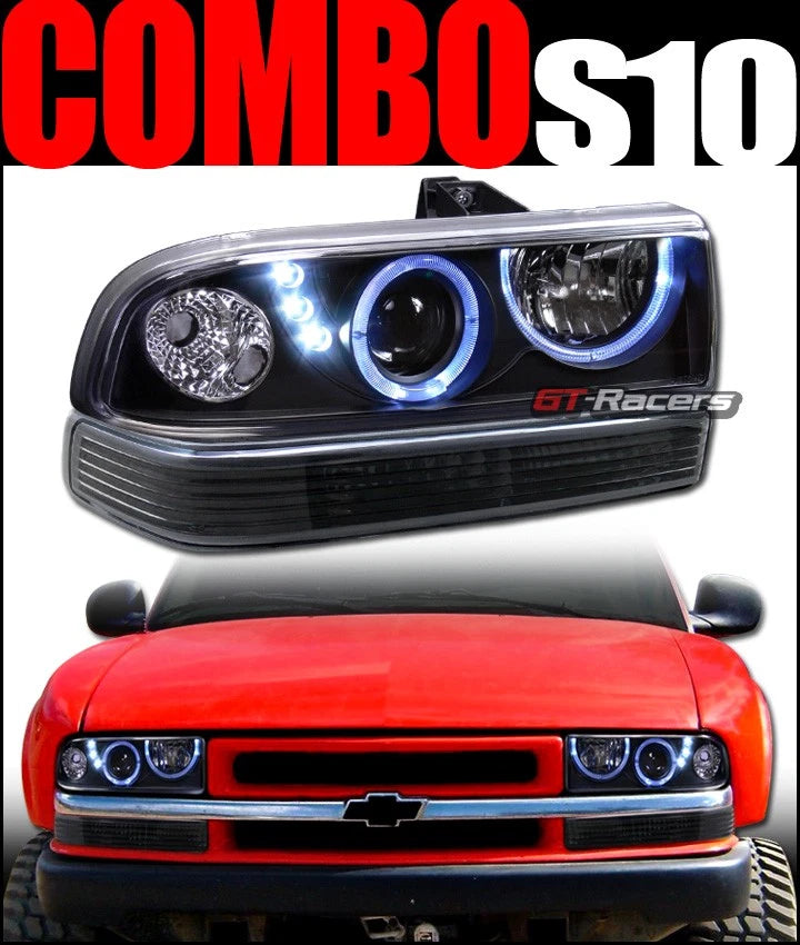Black Halo Led Projector Headlights+Signal Lights K2 98-04 S10 Pickup/Blazer