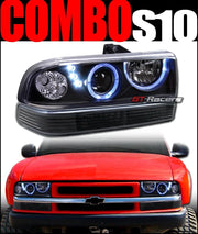 Black Halo Led Projector Headlights+Signal Lights K2 98-04 S10 Pickup/Blazer