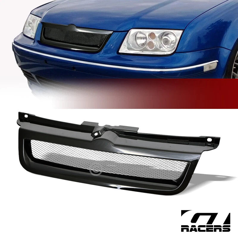 1999-2005 Jetta 4 Mk4 Blk Aluminum Mesh Badgeless Front Bumper Grill Grille