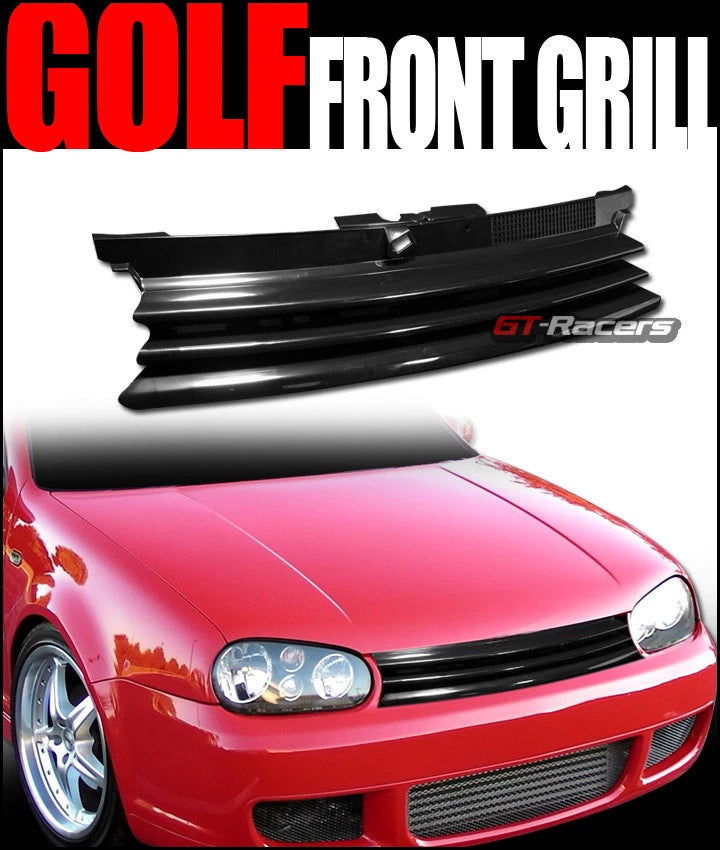 1999-2005 Mk4 Golf Gti Gloss Blk Front Badgeless Grill Grille w/Notch Filler