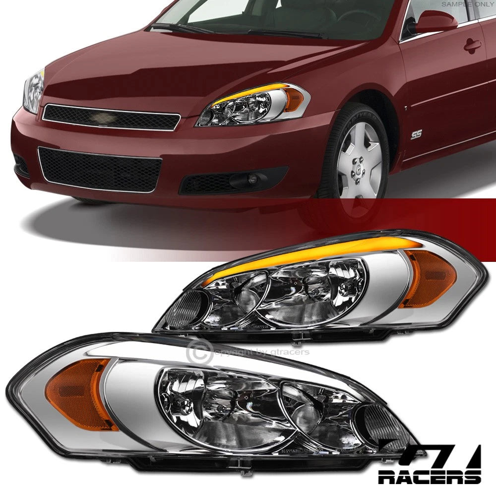 Sequential 2006-2016 Impala/Limited Chrome Headlight w/LED Tube