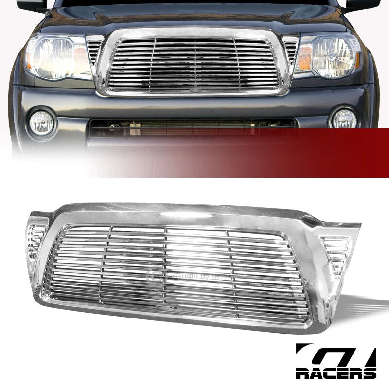 2005-2011 Tacoma Chrome Horizontal Front Hood Bumper Grill Grille Guard ABS