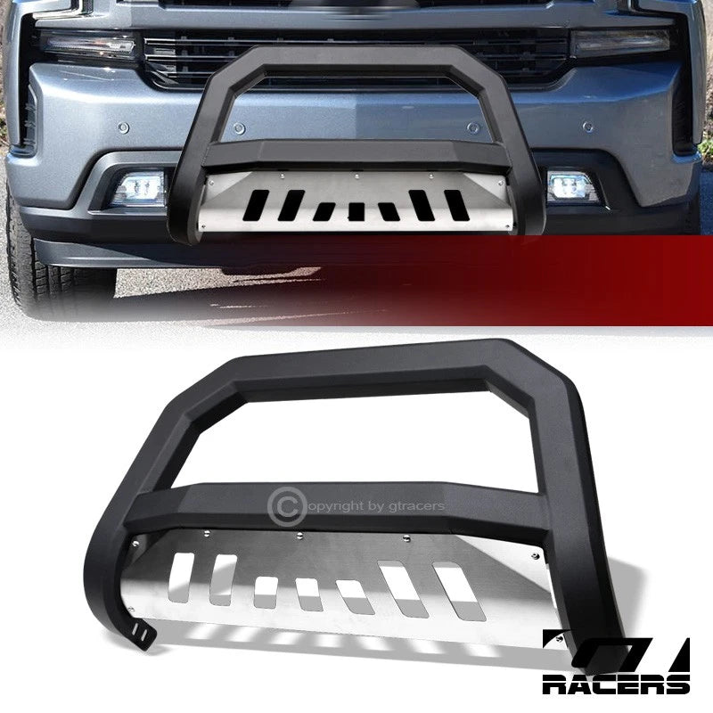 2019-2021 Silverado/Sierra 1500 Matte Black/Skid AVT Bull Bar Bumper Guard