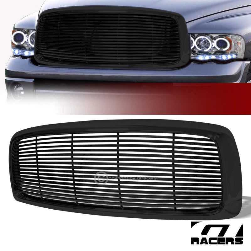 2002-2005 Dodge Ram Black Horizontal Billet Front Bumper Grill Grille Guard