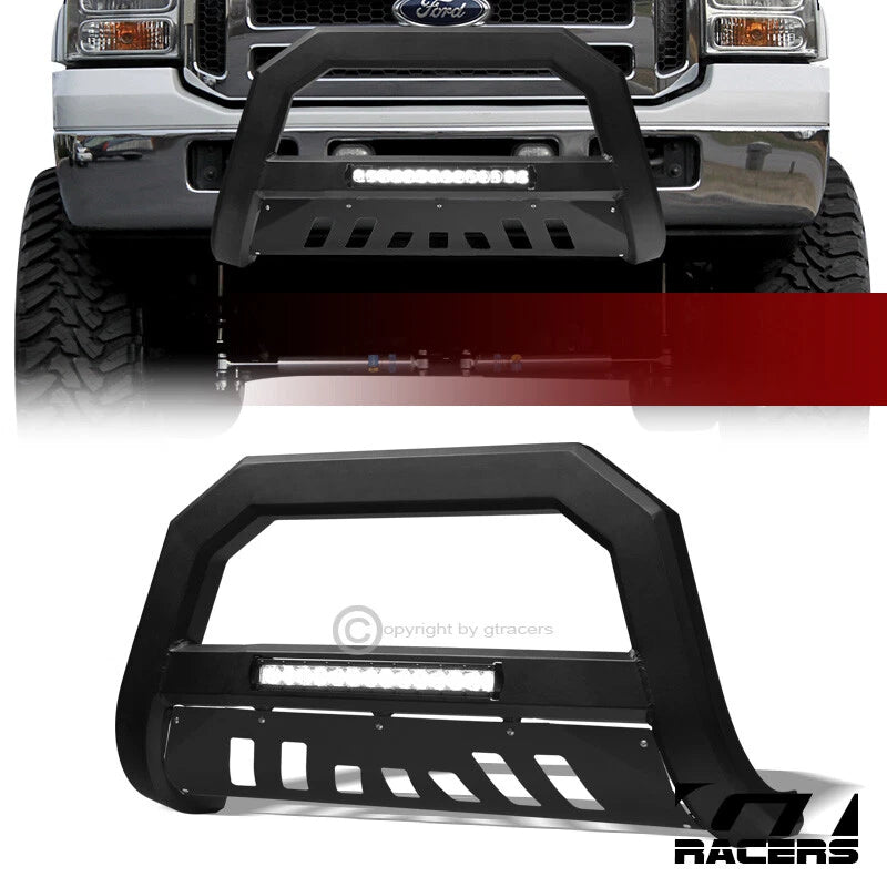 2005-2007 Ford F250/F350 Superduty Matte Blk AVT Aluminum LED Bull Bar Guard