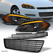 Sequential 06-13 Impala Blk LED Tube Headlights+Up & Lo M Grille