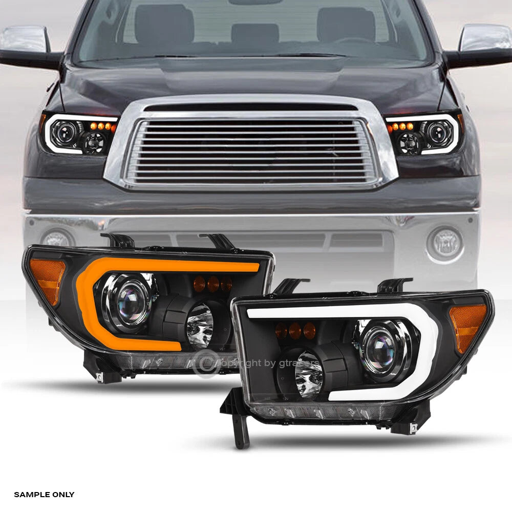 Switchback Sequential 07-13 Tundra/Sequoia Blk Projector Headlights+LED Tube