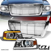04-08 F150 Chrome Sequential Full LED Tube Projector Headlights Am+H Grille