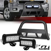 Matte Black Studded Mesh Bull Bar+36W CREE LED Lights 07-10 Silverado 2500