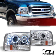 1999-2004 F250/Excursion Chrome LED Halo Projector Headlights Signal Amber