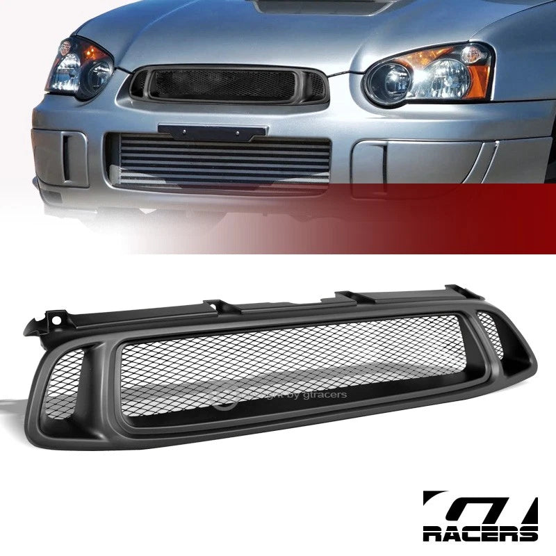 Matte Blk 2004-2005 Impreza Wrx Sti Aluminum Mesh Front Bumper Grill Grille