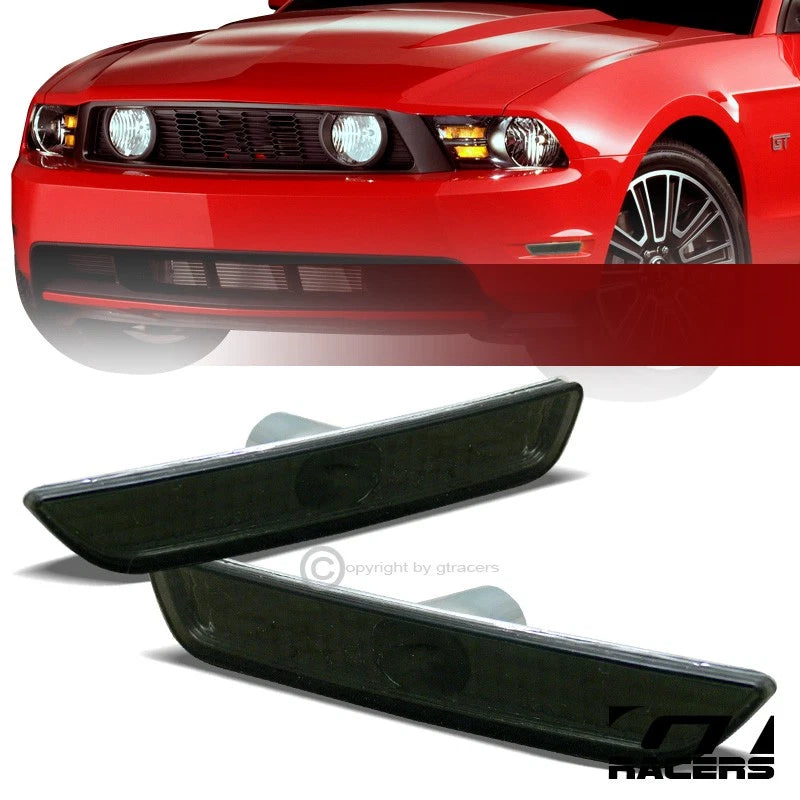2010-2014 Ford Mustang Smoke Front Parking Bumper Side Marker Lights Lamps