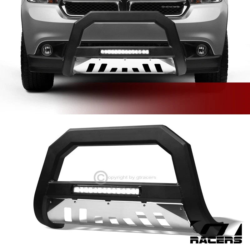 2011-2013 Durango/Grand Cherokee Matte Blk/SS Skid AVT Aluminum LED Bull Bar
