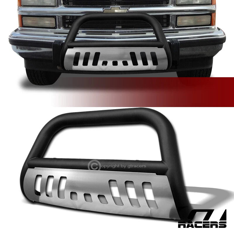 1988-2000 GMC C10 C/K Sierra Matte Black/Skid Bull Bar Bumper Grille Guard