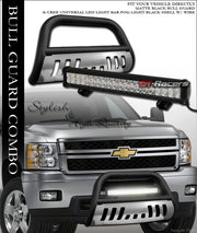 Matte Blk Bull Bar Guard+Skid+120W CREE LED Light 07+ Silverado/Sierra 2500