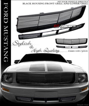 Black Horizontal Front Upper Hood+Lower Bumper Grille 05-09 Ford Mustang V6