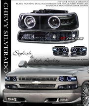 Black Halo Led Projector Headlights K2+Signal Light Yd 99-06 Silverado Tahoe