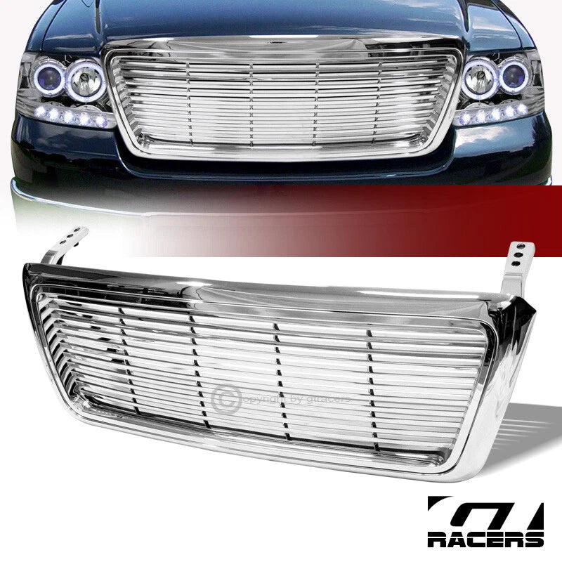 2004-2008 Ford F150 Truck Chrome Billet Style Front Hood Bumper Grill Grille