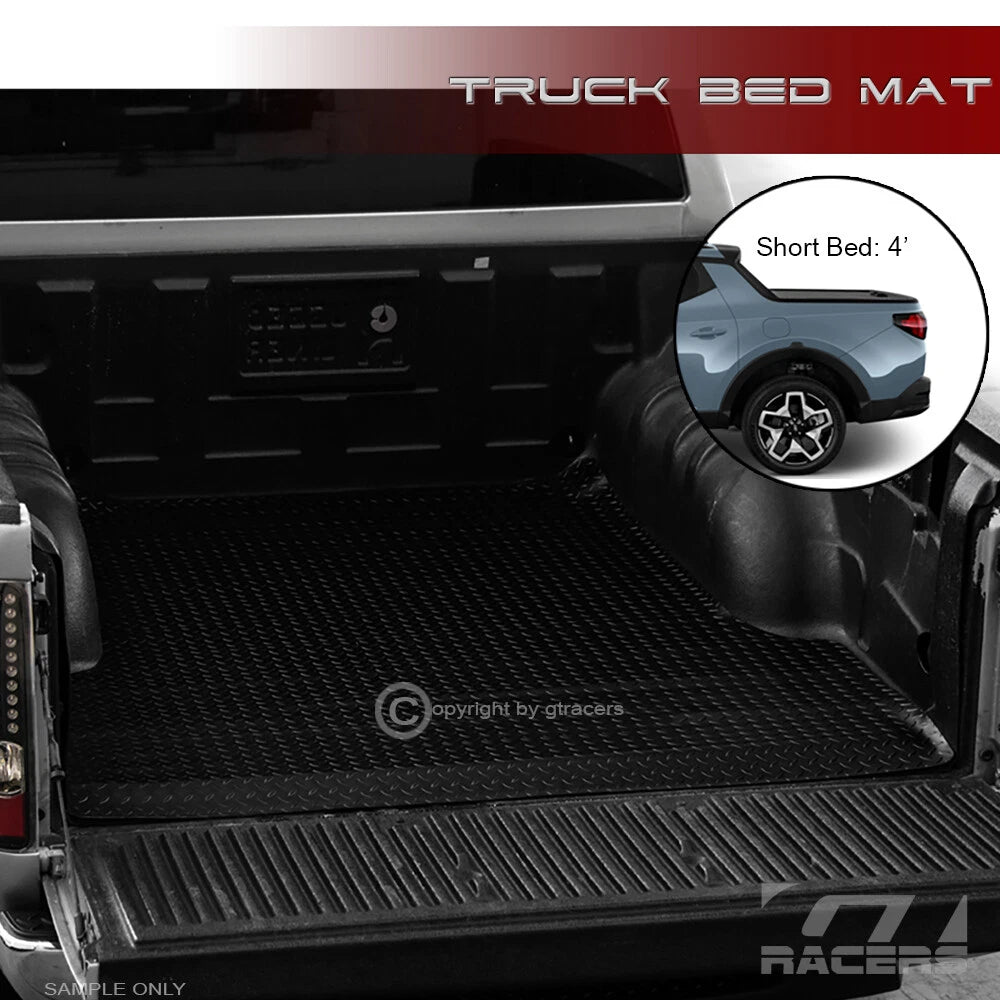 2022-2024 Santa Cruz 4 Ft 52.1" Blk Rubber Diamond Truck Bed Floor Mat Liner