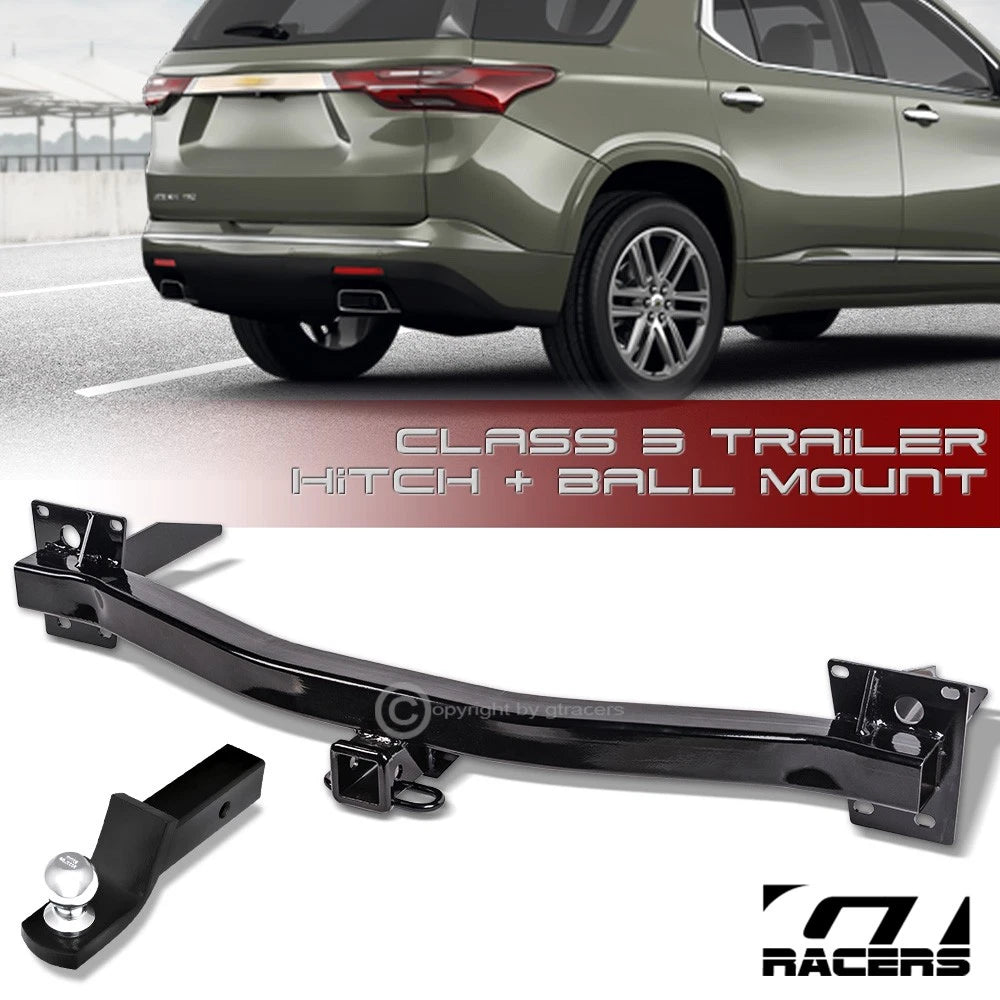 2018-2024 Traverse/Enclave Class 3 Blk Trailer Hitch Receiver+2" Ball Mount