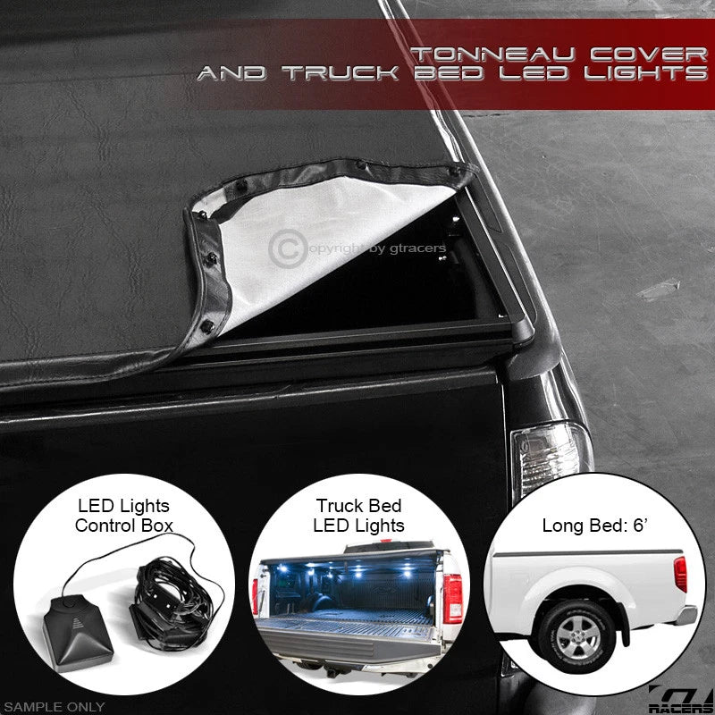 2005-2021 Frontier/2009+ Equator 6' 72" Bed Snap-On Tonneau Cover+LED Lights