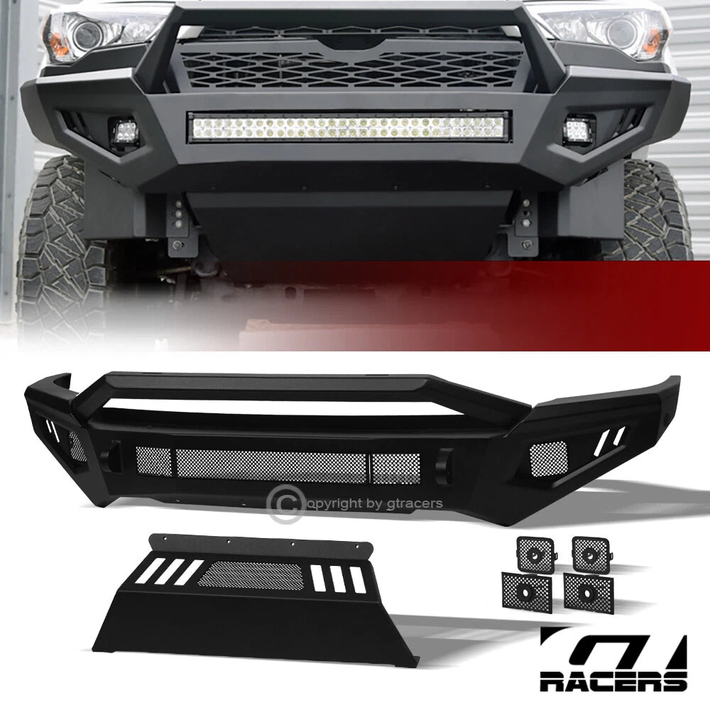 10-18 Ram 2500/3500 Matte Black Front Bumper+Hoop Bar+Skid Plate+Sensor Kit