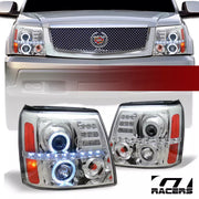 2002-2006 Cadillac Escalade Chrome Housing LED Halo Projector Headlights Amb