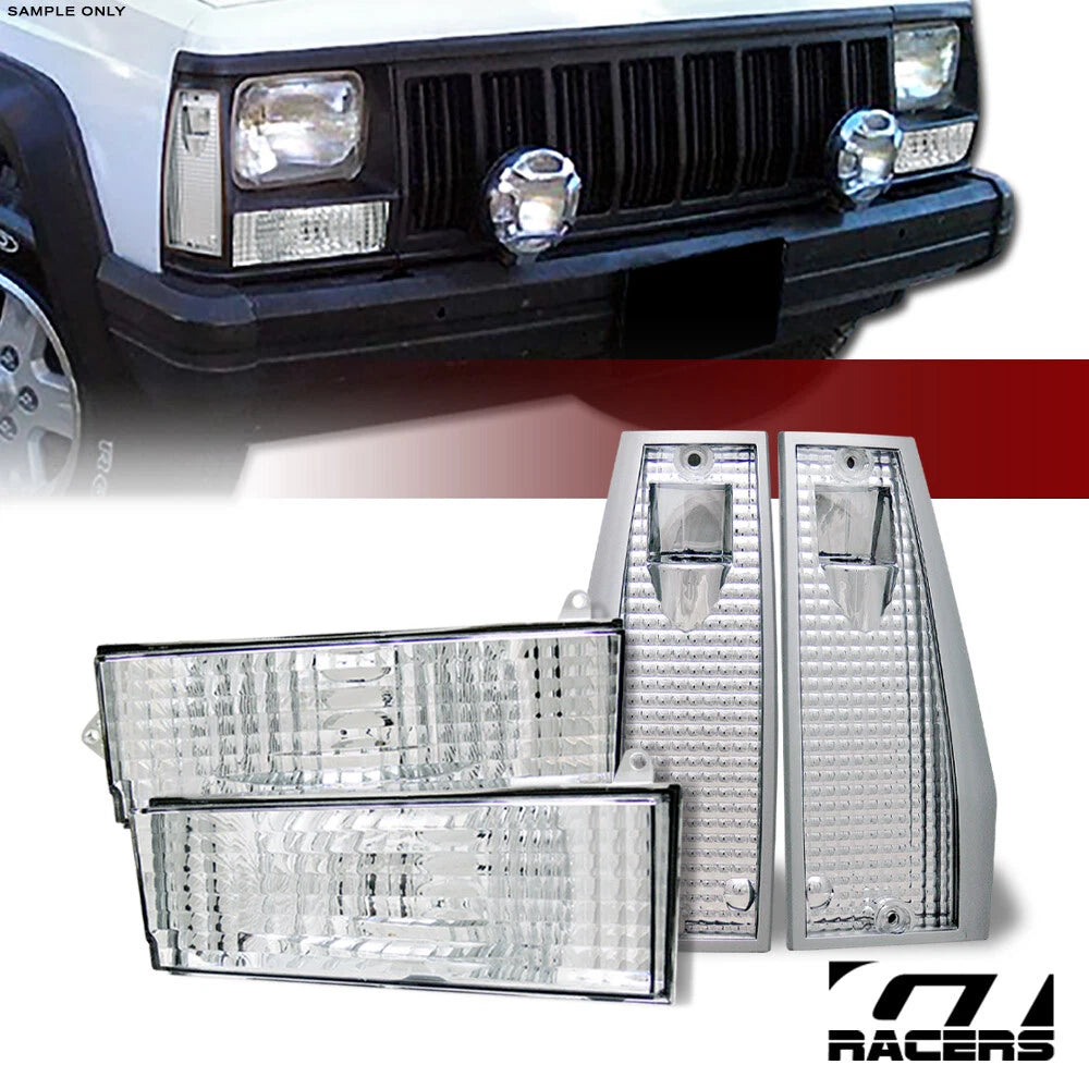 1984-1996 Cherokee XJ/Comanche Chrome Signal Bumper+Reflector Corner Lights