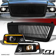 04-08 F150 Black Sequential LED Tube Projector Headlights Am+Vertical Grille
