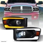 Switchback Sequential 06-09 Ram Blk Full LED Projector Headlights+Strip Bar
