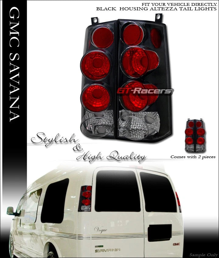 2003-2008 Chevy Express GMC Savana Van Black Sport Altezza Tail lights Lamps