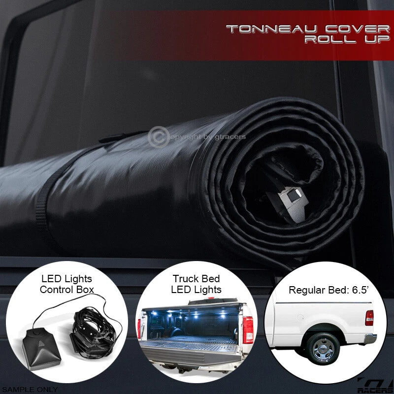 2004-2014 F150/2006+ Mark LT 6.5 Bed Lock & Roll-Up Tonneau Cover+LED Lights