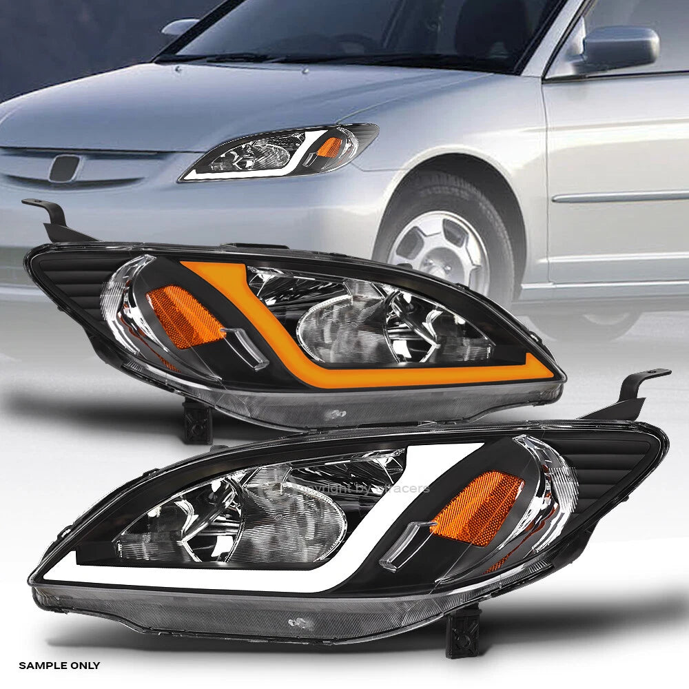 Switchback Sequential 2004-2005 Civic 2Dr/4Dr Blk Headlights w/LED Tube Bar
