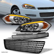 Sequential 06-13 Impala Chrome LED Headlights+Blk Up & Lo M Grill