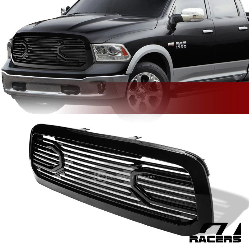 2013-2018 Dodge Ram 1500 Glossy Blk Big Horn Front Hood Bumper Grill Grille