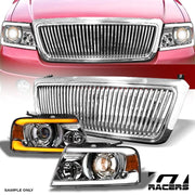 04-08 F150 Chrome Sequential LED Tube Projector Headlights A+Vertical Grille