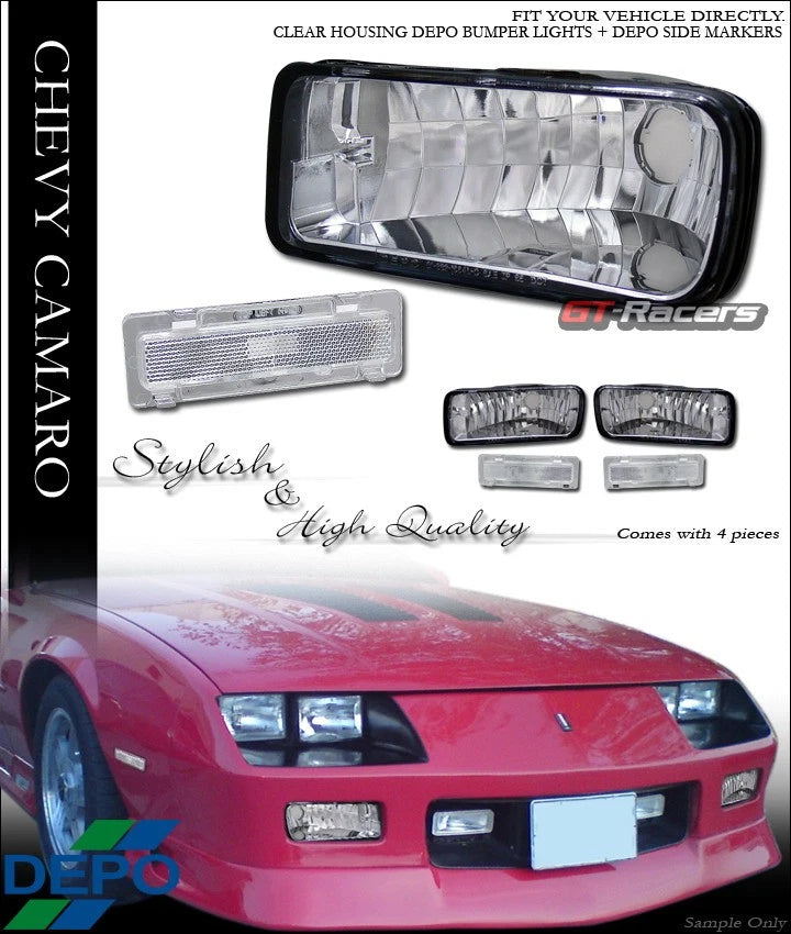 Depo 1985-1992 Chevy Camaro Chrome Signal Bumper+Clear Side Marker Lights