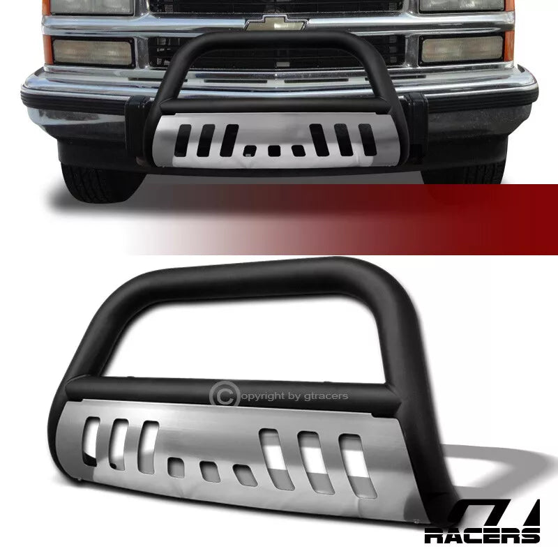 1988-2000 Chevy C10 CK Silverado Matte Blk/Skid Bull Bar Bumper Grille Guard