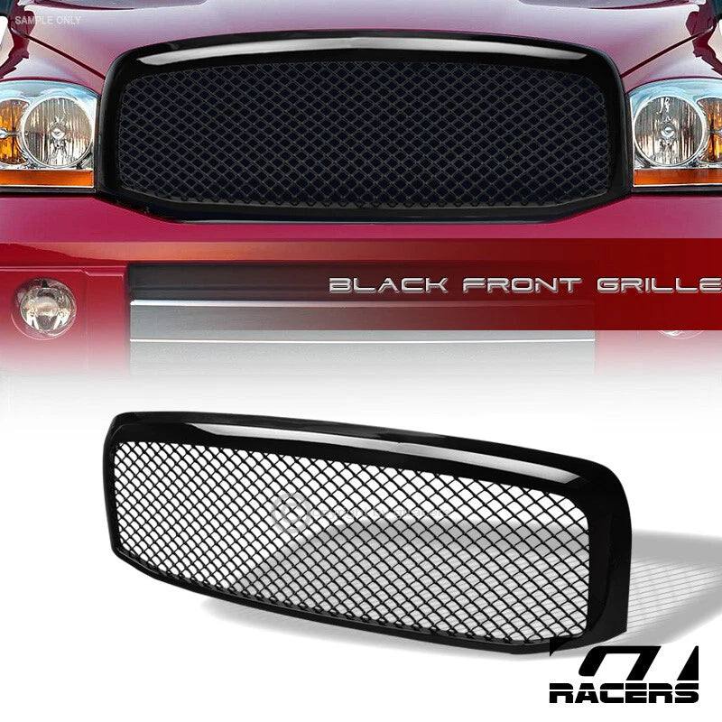 2006-2009 Dodge Ram Glossy Black Sport Mesh Front Bumper Grill Grille Guard