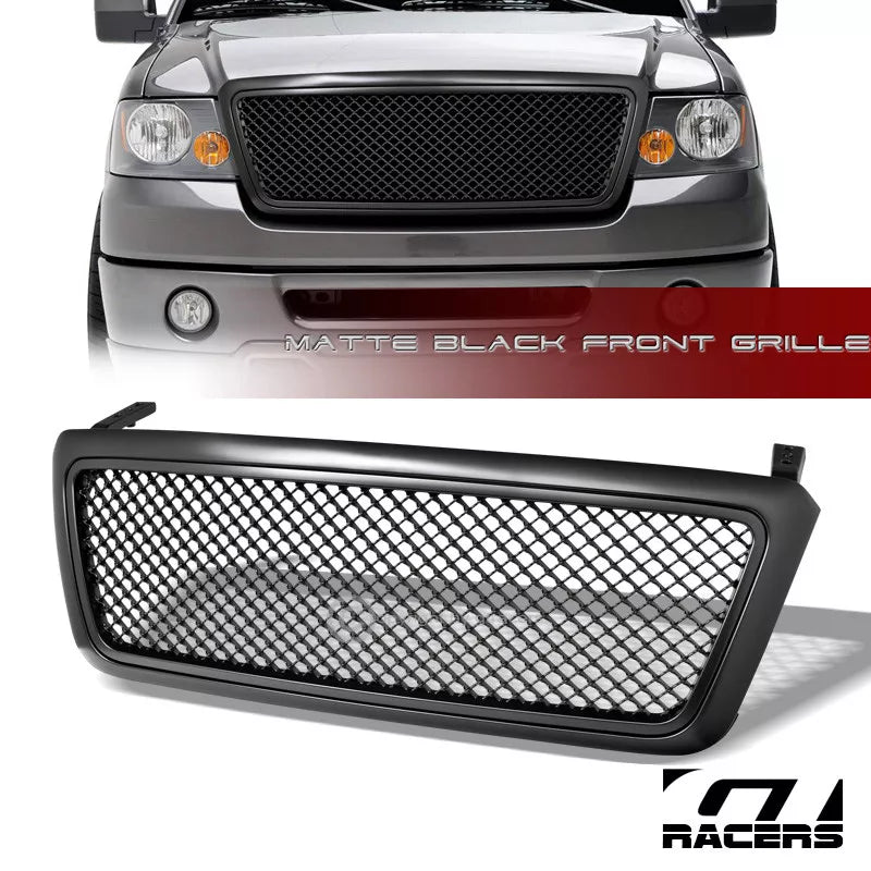 Matte Black 2004-2008 Ford F150 Luxury Mesh Upper Front Bumper Grill Grille